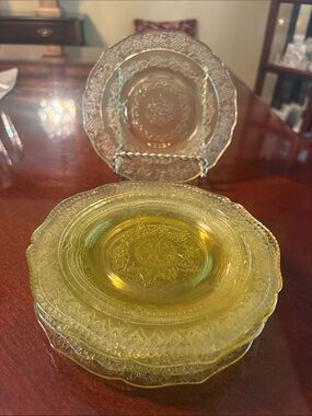 Federal Patrician  Depression etched‎ Amber Salad Plates 6”- Set of 6